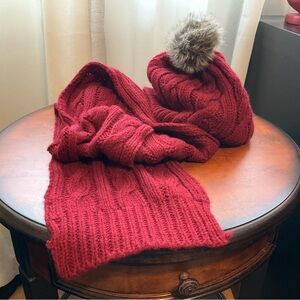 Burgundy Hat and Scarf set